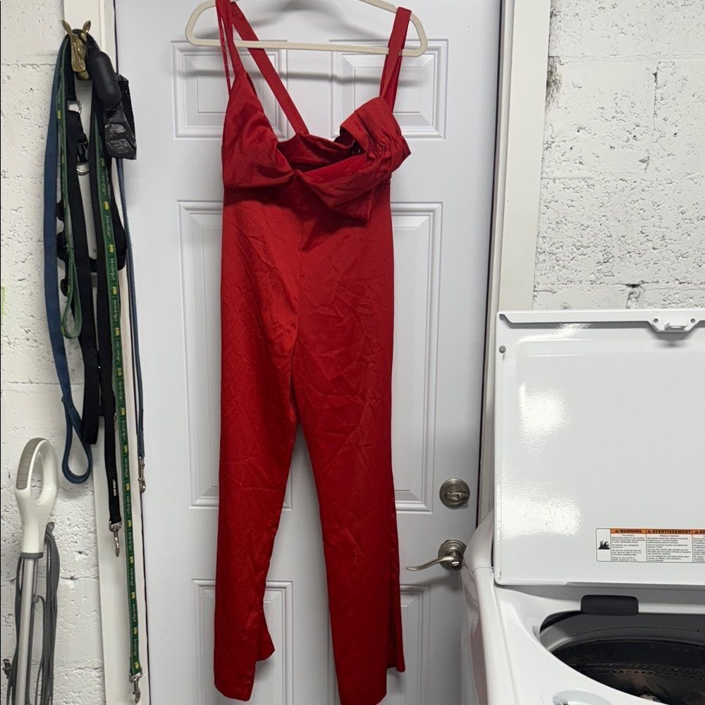 NBD Striking Red Jumpsuit Pants Jumpsuit Low Cut LIKE NEW - Size Small
